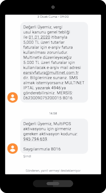 SMS ile aktivasyon kodunuzu alın, hesabınızı aktifleştirin